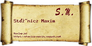 Stánicz Maxim névjegykártya